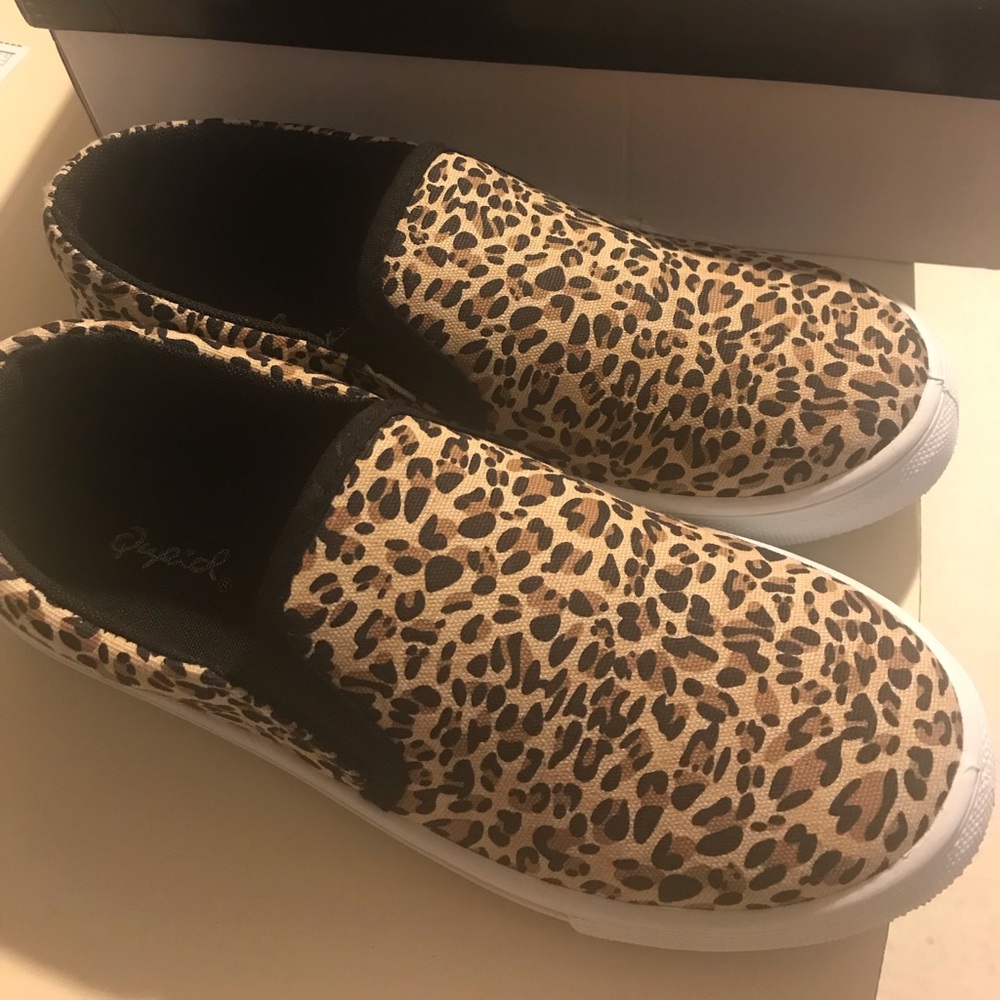 Leopard print slip on sneakers